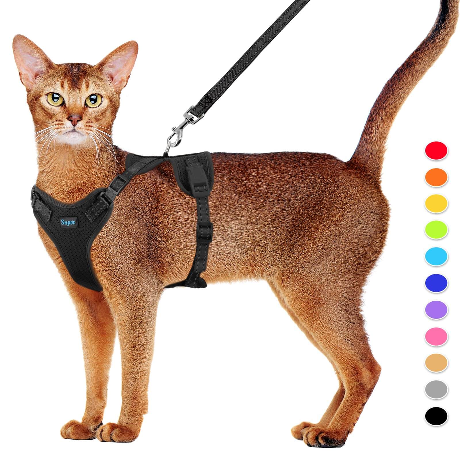 Cat Harness and Leash Set_black-supet