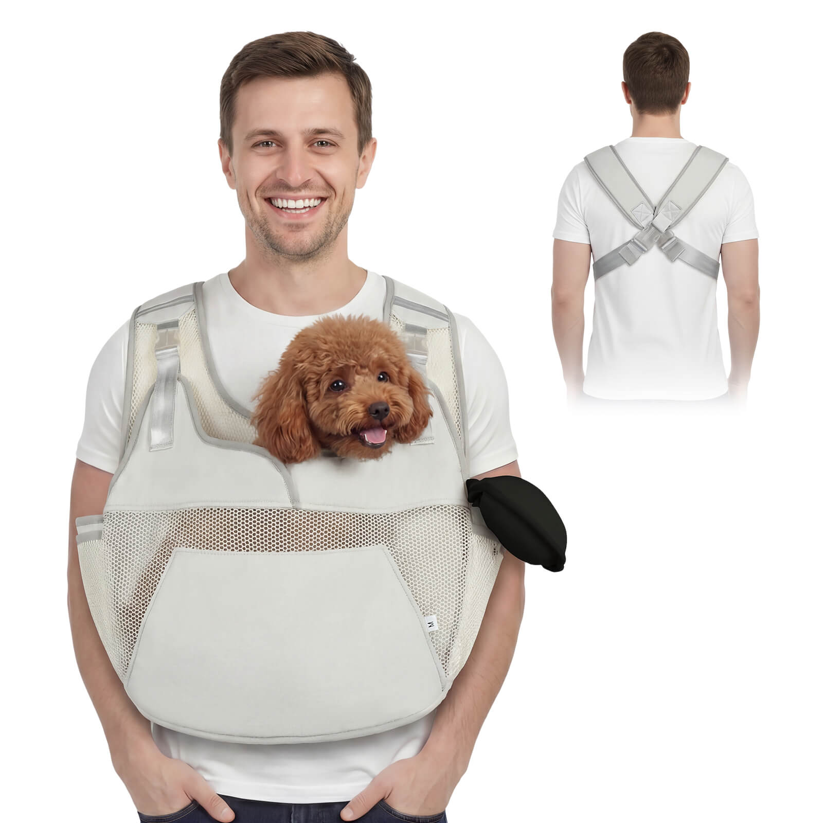 Dog Sling Carrier for Small Dogs_grey-supet