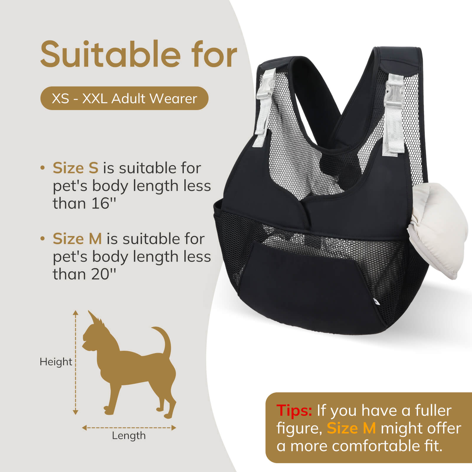 Dog Sling Carrier for Small Dogs_size-supet