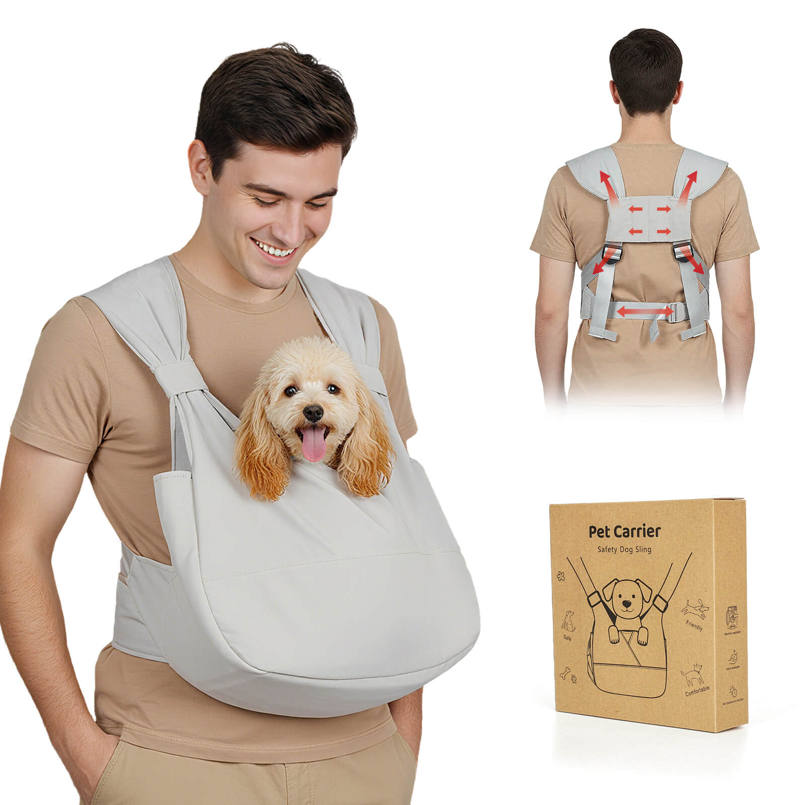 Front Dog Sling Carrier for Small Dogs_grey-supet