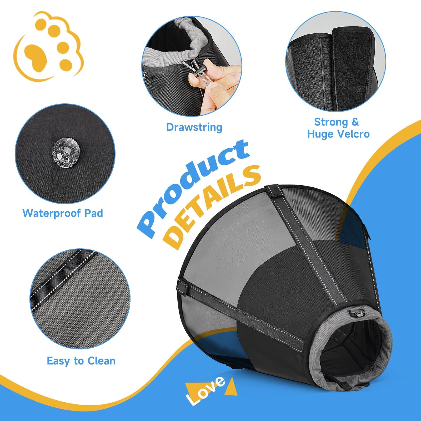 Mesh Dog Collar with Detachable Pad2-supet