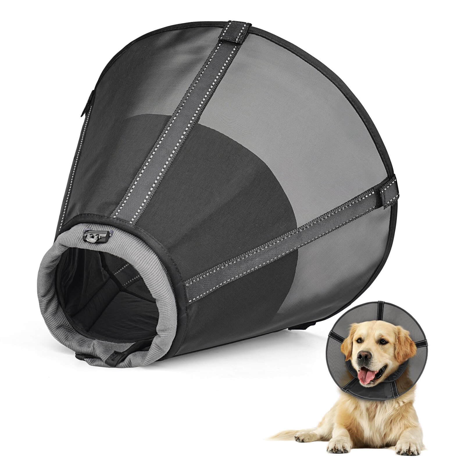 Mesh Dog Collar with Detachable Pad_Black-supet