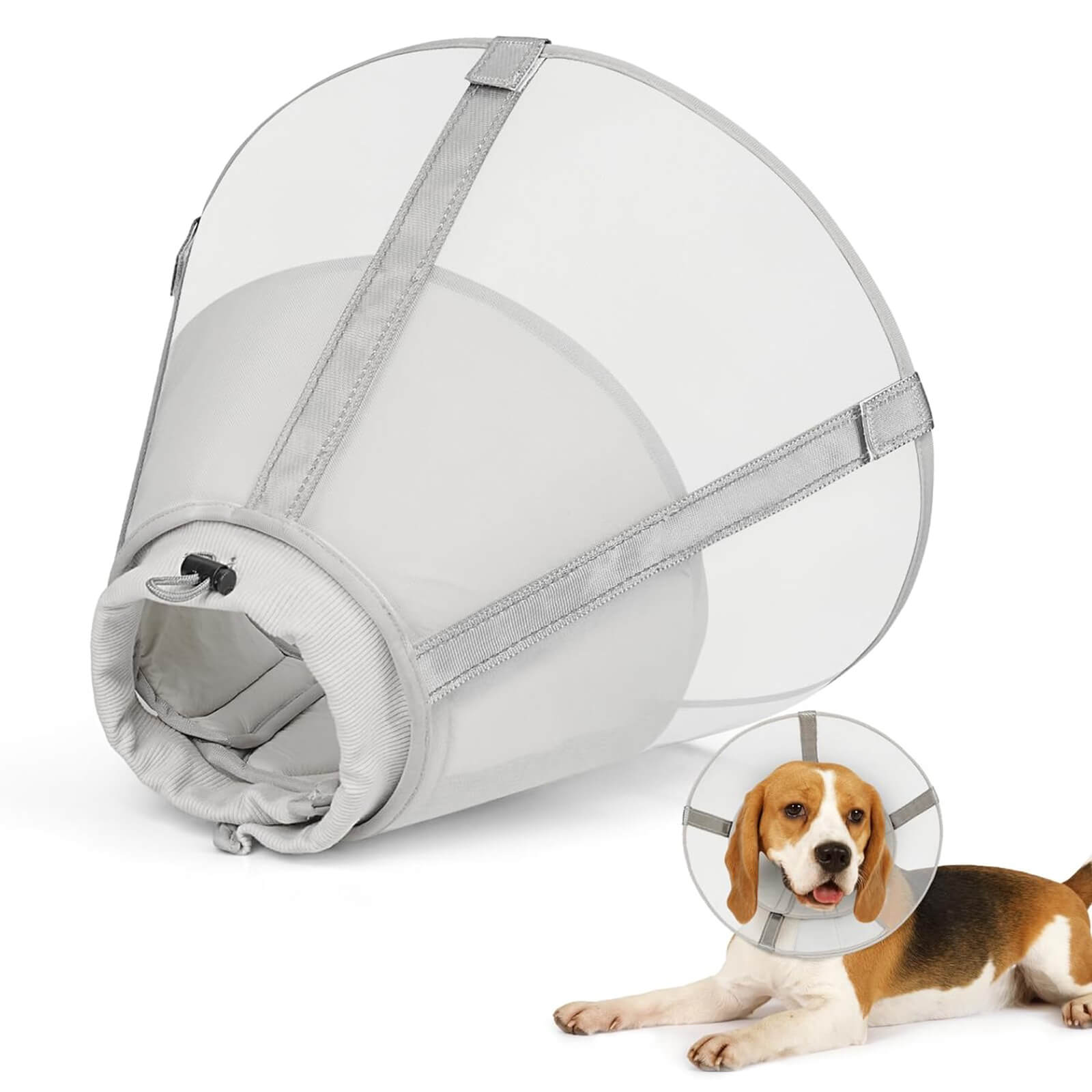 Mesh Dog Collar with Detachable Pad_White-supet